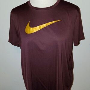 Large Nike Brown with Gold Swoosh Dri Fit Running shirt